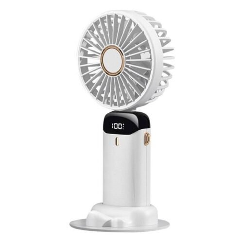 Handheld-USB-Fan-Display-Portable-USB-Charging-Fan-Creative-Folding-Neck-Fan-Mini-Hand-held-Fan.jpg_640x640-640x640 LED Rechargeable Mini Fan (White)